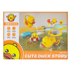 小鴨洗澡玩具 洗澡玩具8件套 無收納桶, 1組