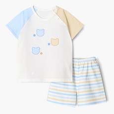unifriend 兒童透氣Cozy Bear有機棉五分家居服上下套裝