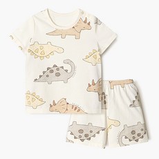 유니프랜드 아동용 통기성 브라운디노 오가닉 5부 내의 상하의 세트