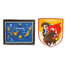 A-ONE 匯旺 西班牙 大加納利群島可愛磁鐵 + 西班牙 鬥牛士 ESPANA刺繡2件組, 黃色 + 藍色