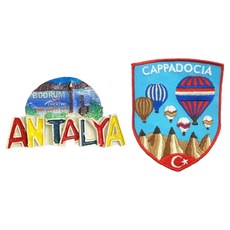 A-ONE 匯旺 土耳其安塔利亞立體冰箱貼 + 卡帕多奇亞外套刺繡, C166 + 289, 2.87 x 1.57吋 + 2.5 x 3.1吋