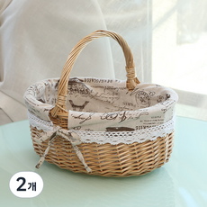 All High攜帶式原木野餐籃 小, 05 英文布, 2個