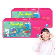 Penelope First Touch Class不易結塊褲型尿布, L, 92片