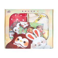 HiBOU 喜福 男童款 新生彌月日式連身褲禮盒Set 連身褲+紗布巾+香草奶嘴夾+6重紗手帕