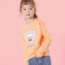 아이러브제이 여아용 하트속캣 크롭 티셔츠