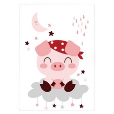 Vanibaby 純棉防水透氣隔尿墊 柔軟耐機洗 四層隔尿系統, 小豬, 1個