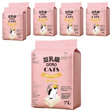 DORO CAT 豆乳貓 添加益生菌與小蘇打顆粒雙重除臭極細豆腐貓砂, 7L, 6包, 原味