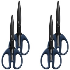 deLi 得力 多用雙手黑色不鏽鋼剪刀大號6010S, 4個, 藍色