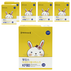 Welkeeps 細懸浮微粒黃沙口罩 小型 KF80, 25片, 6盒, 白色