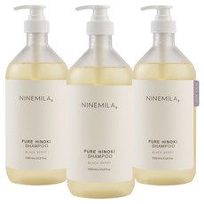 [비건라이프] 나인밀라 퓨어 히노끼 샴푸 블랙베리 향, 1L, 3개