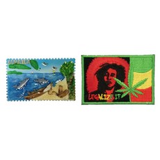 A-ONE 匯旺 牙買加海豚海岸冰箱磁鐵 + 巴布 馬利 雷鬼歌手繡片貼 2件組, 牙買加海豚海岸 + 巴布 馬利雷鬼歌手