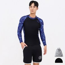아쿠아티카 남성 래쉬가드 상의 + 트렁크반바지 + 스판수모 + 비닐백 세트