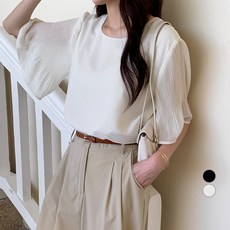 afinar 女款褶飾袖翼短袖襯衫