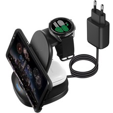 홈플래닛 3in1 삼성 갤럭시워치 전용 23W 멀티 무선 충전 거치대 + 충전기 세트, 1개