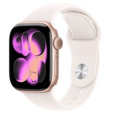Apple 2025 Apple Watch S11 鋁金屬, 42mm, 玫瑰金色 + S/M淡胭粉色運動型錶帶, GPS + 行動網路