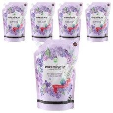 ever miracle EM 超濃縮衣物柔軟精 丁香花綻放香氛 補充包, 800ml, 5個