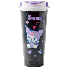 Sanrio 三麗鷗 第二代陶瓷不鏽鋼吸管杯 P720, 1個, 750ml, 酷洛米藍莓 黑色 + 紫色 + 藍色