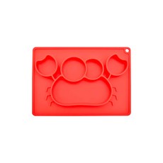 EXPECT 兒童矽膠餐盤, 螃蟹款, 紅色, 1個