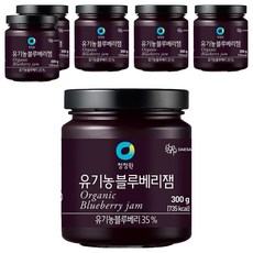 청정원 유기농 블루베리잼, 6개, 300g