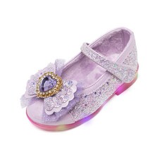 LA STELLA 女童用Honey Heart LED毛絨平底公主鞋