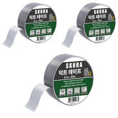 스코라 덕트 테이프 회색 5cm x 40m, 3개