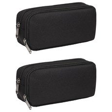 City Company 雙拉鍊輕量鉛筆袋, 2個, 黑色