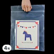 그린비닐 손잡이 지퍼백, 25 x 35 cm, 50개입, 4개