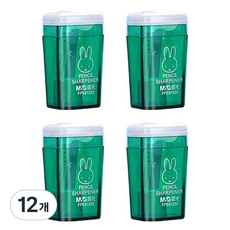 블랙트리 컬러풀 휴대용 연필깎이, 그린, 12개