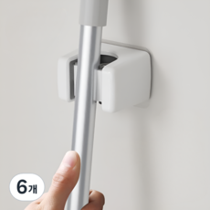 LivingHomeDetail 免鑽孔壁掛式拖把架 LHD-044, 白色, 6個