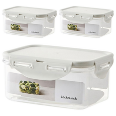 LocknLock 樂扣樂扣 BISfree 純淨輕透方形保鮮盒, 3個容器+3個蓋子, 1組