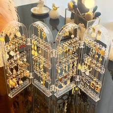 時尚折疊式4面透明飾品收納架, 2個, 透明