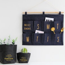 THE ZAKKA 布質8格星期壁掛式收納袋, 海軍藍