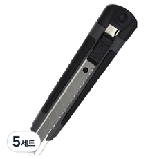 피스코리아 고급커터칼 대 + 커터칼날 171.2 x 35.5 x 24.7 mm 2p 세트, 블랙(커터칼), 5세트