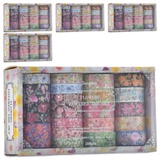 Khohimo 繁花手帳裝飾包裝DIY紙膠帶佈置膠帶20入組 4W081, 銀色, 5套