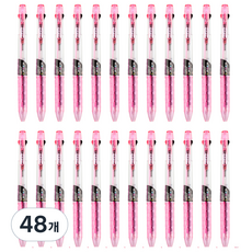 라인플러스 라탄레이져 형광펜 볼펜, 48개, 형광분홍