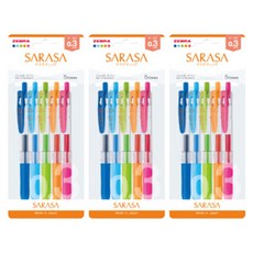 ZEBRA 斑馬牌 SARASA CLIP NEW 筆 5件組 0.3mm, 鈷藍色, 淺藍色, 淺綠色, 橘色, 粉紅色, 3套