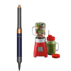 dyson 戴森 HS05 Airwrap 多功能造型捲髮器 長版 395951-01 + OSTER BALL 隨鮮瓶果汁機 款式隨機 原廠保固, 普魯士藍