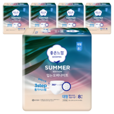 좋은느낌 썸머 입는오버나이트 팬티형, 오버나이트, 8개입, 5세트