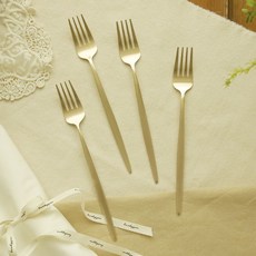 Nothyang 韓式黃銅皇家西式餐叉, 金色, 4個