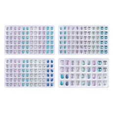 水晶造型美甲裝飾品 4件組, 混合色, 1個