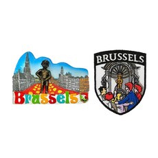 A-ONE 匯旺 比利時布魯塞爾造型磁鐵 + 尿尿小童燙布貼 Set, 7.5 x 6cm