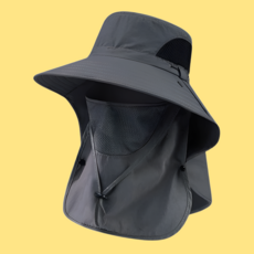 JjaeJjae Market 遮陽運動釣魚帽 JNE-3, 深灰色, 1個