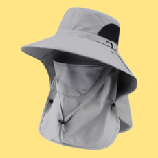 JjaeJjae Market 遮陽運動釣魚帽 JNE-3, 淺灰色, 1個