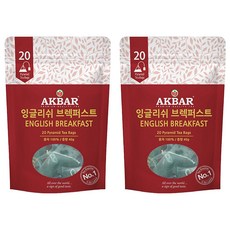 AKBAR 阿克巴 英式早餐茶三角茶包, 2g, 20包, 2袋