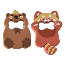 JOW BUY 蕉蕉購物 動物矽膠磁吸開瓶器2件組, 卡皮巴拉 + 橘色貓熊, 1套
