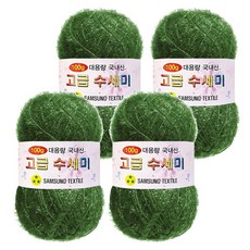 yarna 100g 대용량 고급수세미 뜨개실 4p + A인쇄도안 8종 세트, 141 초록빛카키, 1세트