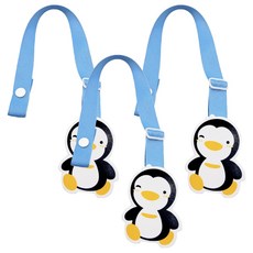PUKU 藍色企鵝 造型奶嘴鍊 特殊夾扣設計, 藍色, 3條