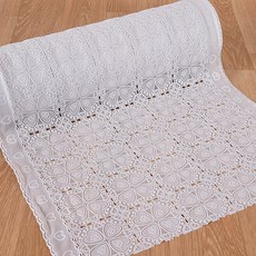 데코리아 북유럽풍 레이스 방수코팅 테이블커버 FL2938, 화이트, 폭 50cm x 길이 2m, 1개