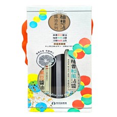 麻豆區農會 柚想沾醬油系列禮盒 Set 2瓶, 麻農黑豆醬油 柚香和風沾醬, 濃濃豆香 甘醇順口, 黑豆釀造180天 不含防腐劑, 本土黑豆釀造原汁, 460ml, 1盒