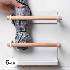 메이크마인 북유럽 철제 벽걸이형 우산 꽂이 접착형 세트, 6세트